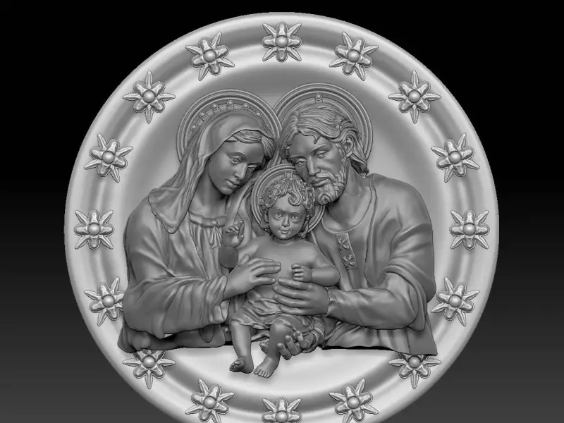 Holy Family Wall Relief 3D Model – Spiritual Art Piece