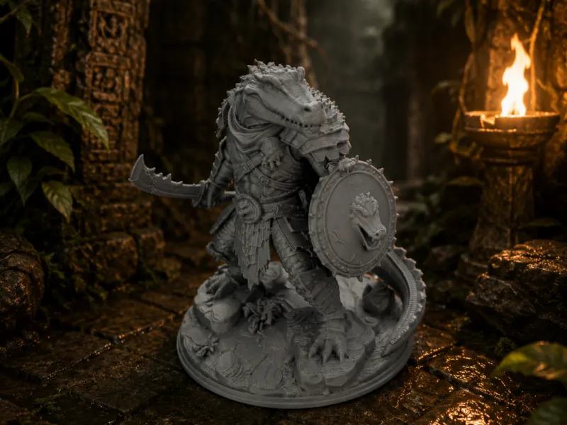 Crocodile Warlord – Fantasy Warrior Miniature