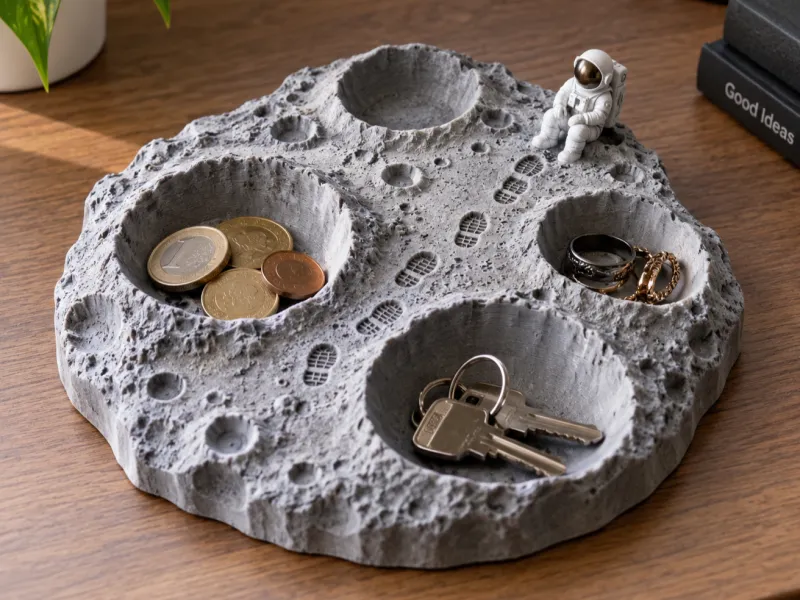 Moon Surface Tealight Tray with Astronaut
