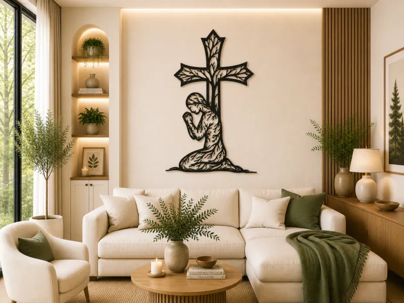 Praying Woman Cross 2D Wall Art