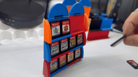 Fully modular mini game-store shelving unit for Switch games
