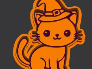 Cortante y sello para Halloween gato brujo
