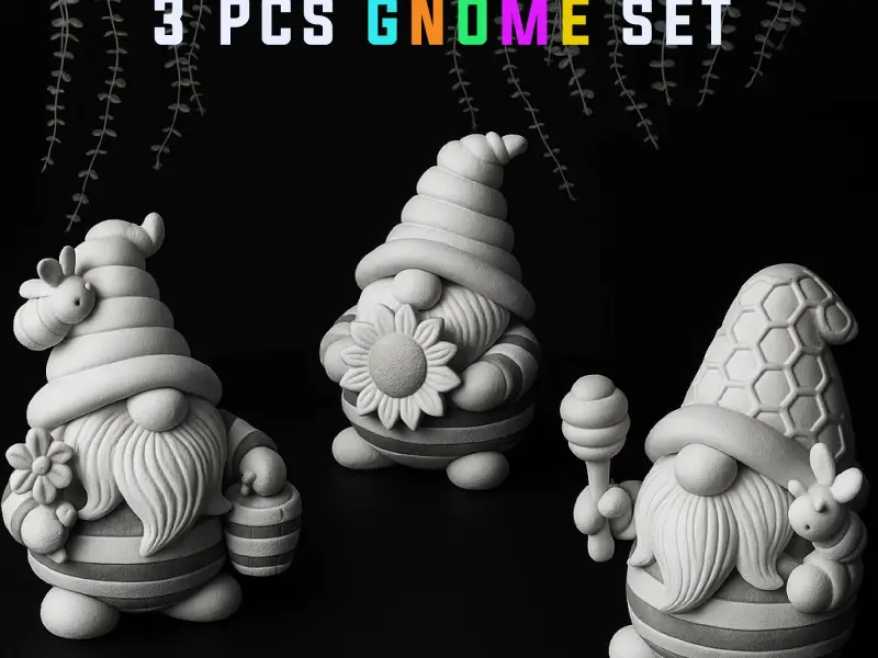 Figuras de Gnomos Abelha, 3 pçs. Gnomo de Decoração de Jardim com Mamangaba