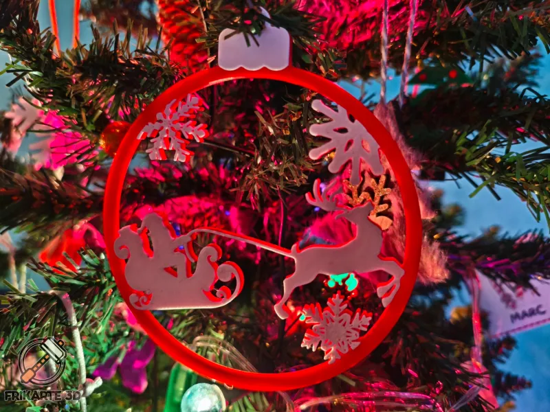 Décoration de sapin de Noël en traîneau du Père Noël