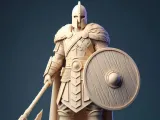 4170 Stern Viking Warrior with Shield and Axe  Ivory-Style-0