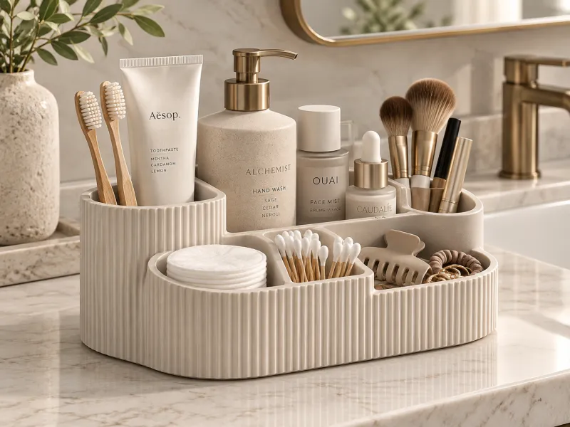 LUXORA – Elegant Ribbed Bathroom Organizer