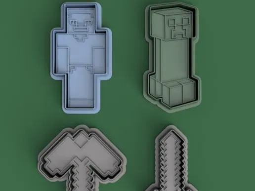 Minecraft Cookie Cutter & Stamps Set