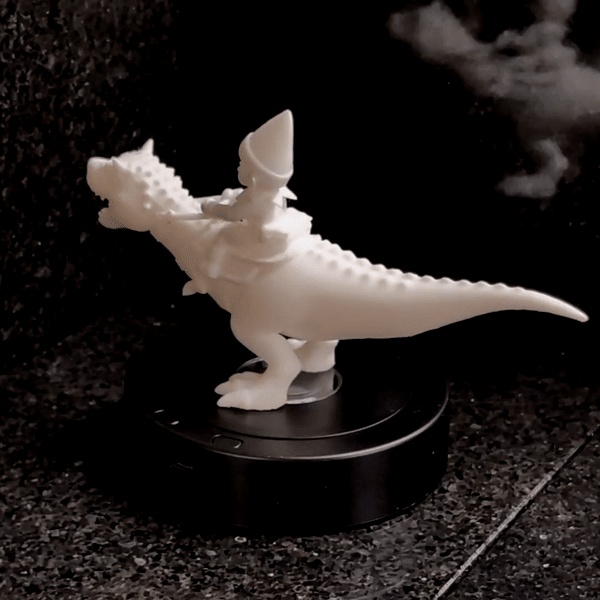 Elf op een Carnotaurus