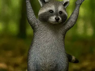 Racoon Victory Pose