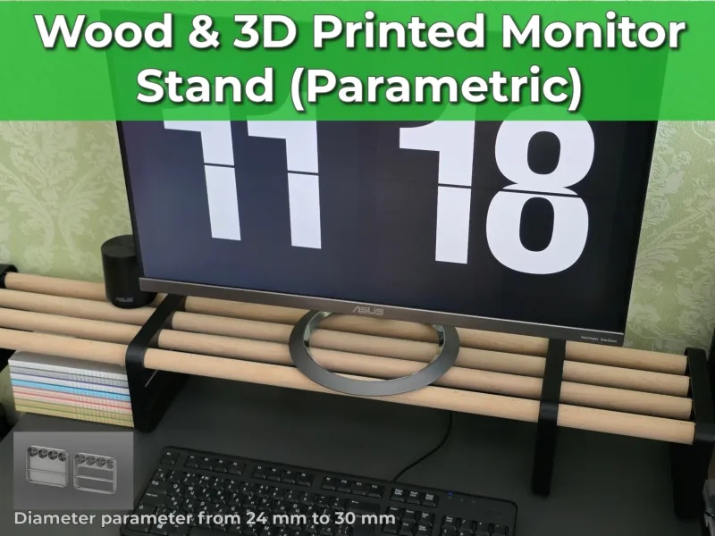 Holz- und 3D-gedruckter Monitorständer