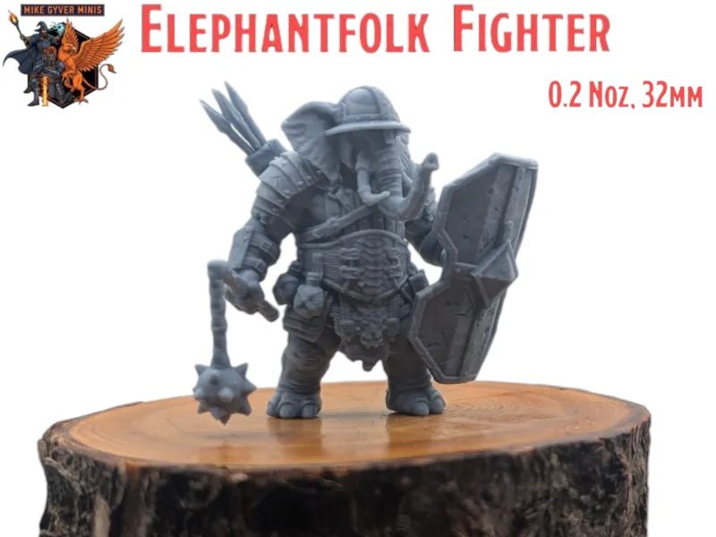 Guerreiro Elephantfolk - Mini Pronta para Impressão MGM