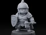 Cute Chibi Knight Miniature with Axe and Shield-0