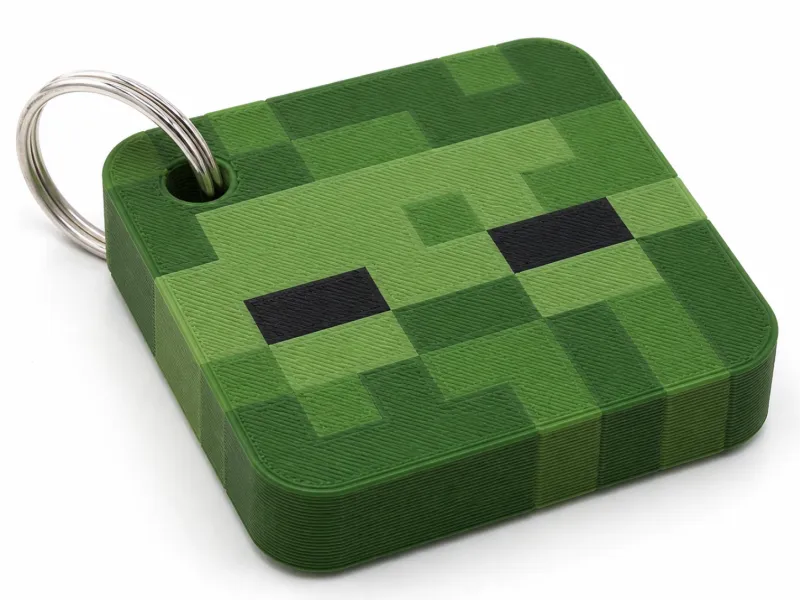 Pixel Zombie Keychain – Minecraft Inspired Multicolor