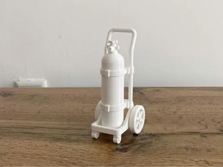 Oxygen Cylinder on Trolley - Medical Model