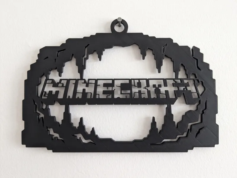 Arte de Parede com Título da Caverna do Minecraft - Decoração Gamer