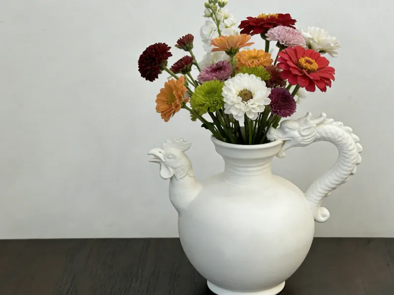 Antique Style Rooster Head Dragon Tail Vase