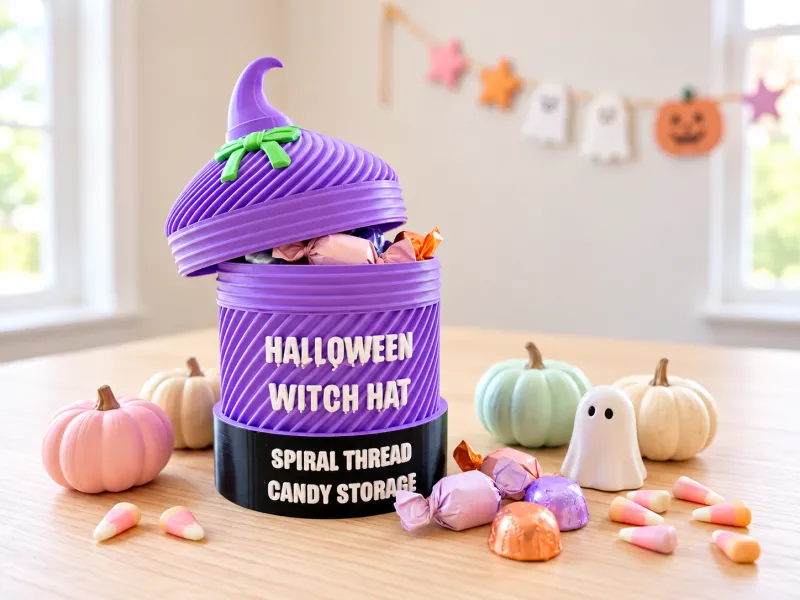 Conteneur de rangement à bonbons en spirale en forme de chapeau de sorcière pour Halloween
