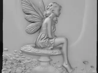 fairy with delicate wings on the mushroom
