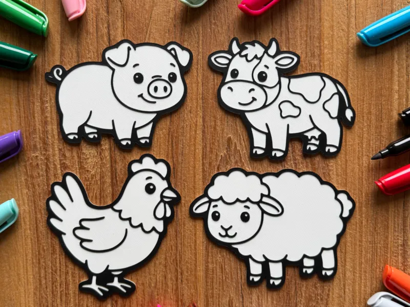 Kid's Coloring Plates - Farm animals