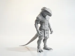 Reptilian Warrior Figurine Fantasy 3D Printable