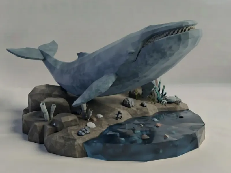 Low Poly Blue Whale