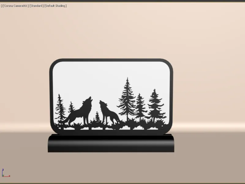 Wolf Forest Line Art Dekor – 3D-druckbare Dekoration