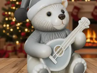 Christmas bear with guitar