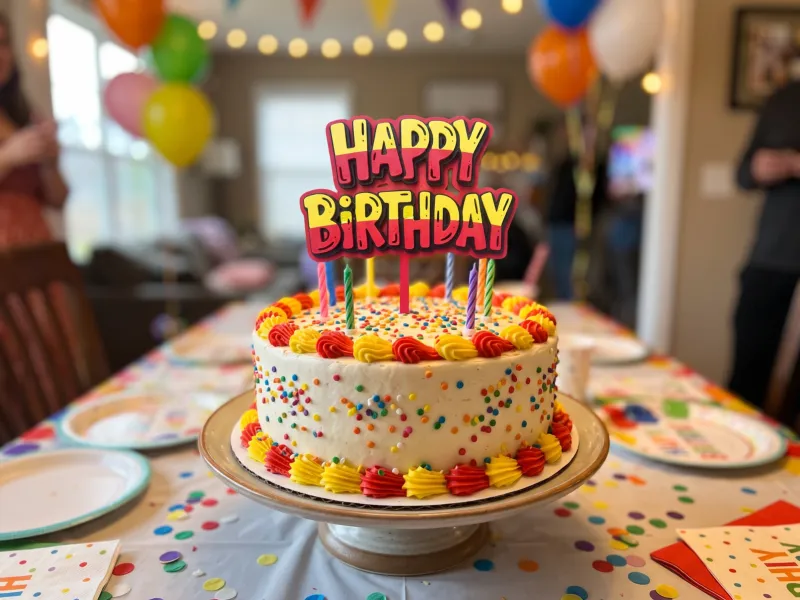 Topper de gâteau Joyeux Anniversaire avec effet de couches