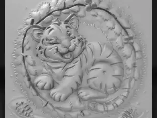 tiger in a Christmas wreath