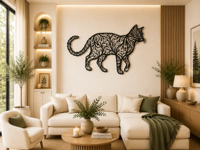 Nature Pattern Cat 2D Wall Art