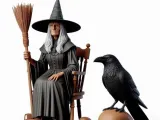 4246 Witch with Broom, Raven and Skull Color  STL DND ARTE-0