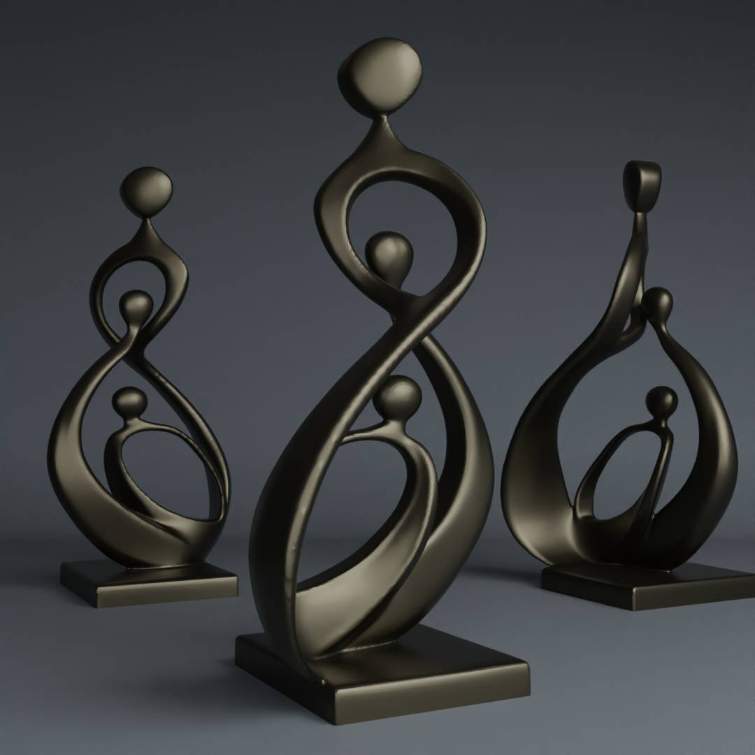 Elegant abstract modern motherday sculpture - two kids