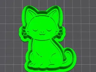 Gatito Kawaii Sentado – Cortador de Galletas STL