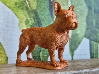 Sculpture decoration bouledogue francais spirale moderne