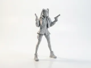 Dual Gun Lady Action Figurine Female Figure 3D Printable