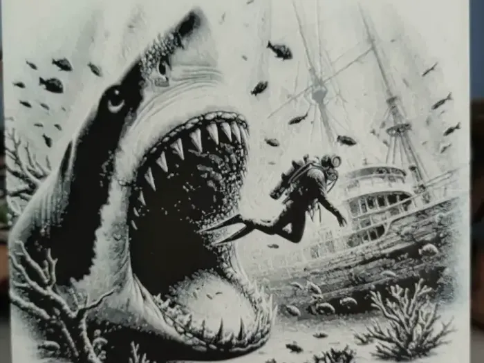 Hueforge of a shark