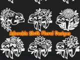 Floral Sloth Bundle | Cute Animal STL + SVG Design-0
