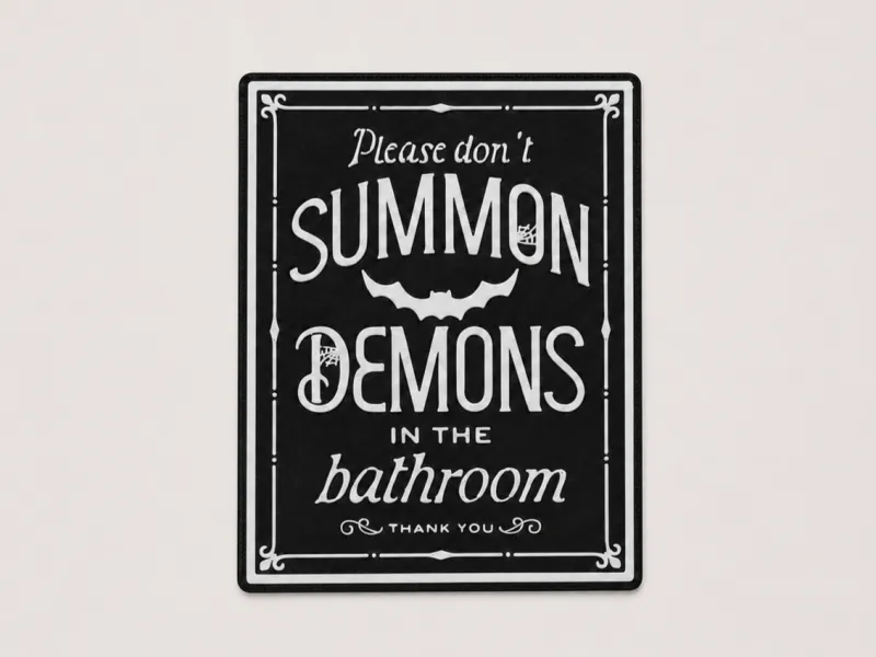 Please Don't Summon Demons Gothic Bathroom Sign