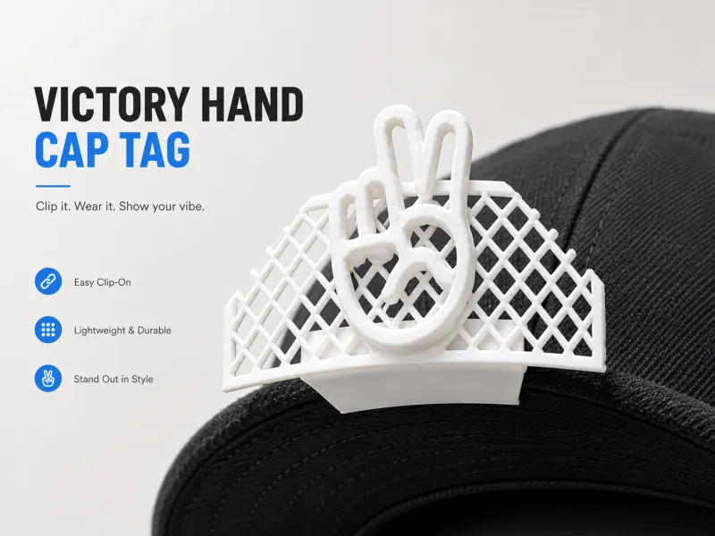 Etiqueta para Gorra con Mano de la Victoria | Accesorio Clip-on para Gorra
