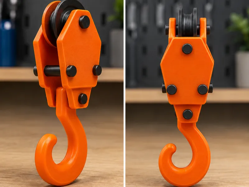 Miniature Lifting Hook Block with Pulley STL STEP