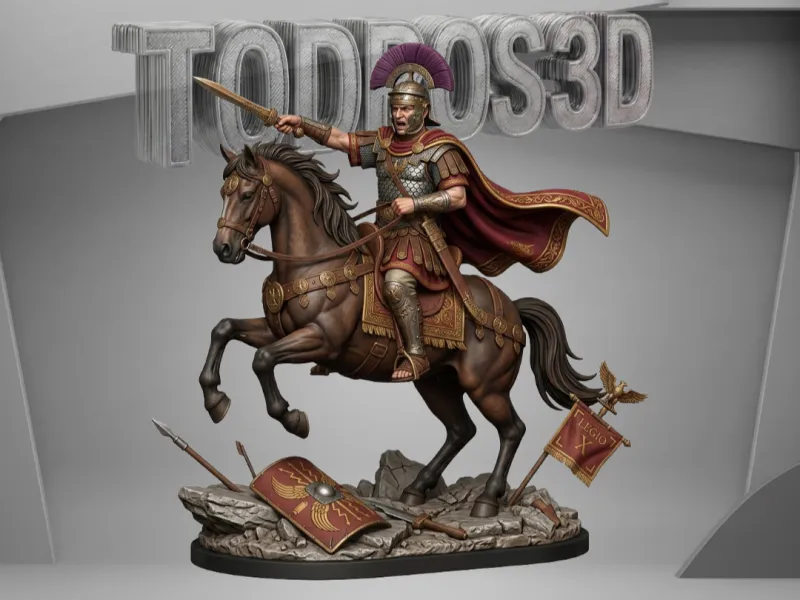 Comandante Romano a Caballo Legio X Estatua
