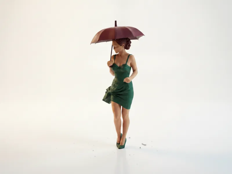 Figurine de Dame au Parapluie, Figure Féminine Imprimable en 3D