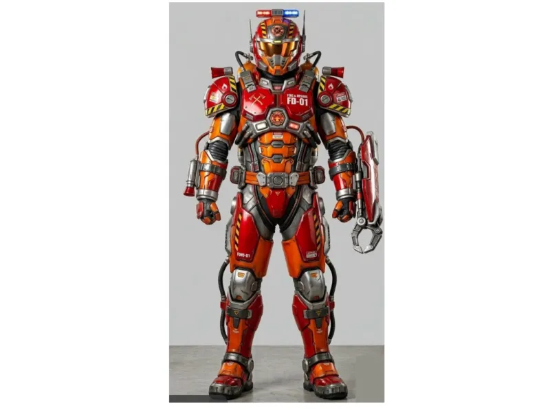Futuristic Firefighter Combat Exosuit