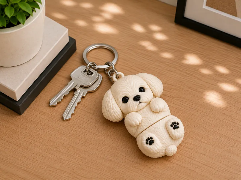 Niedlicher Flexi-Shih-Tzu-Welpen-Schlüsselanhänger