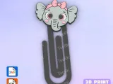 Paperclip Little elephant with a bow - bookmark-0