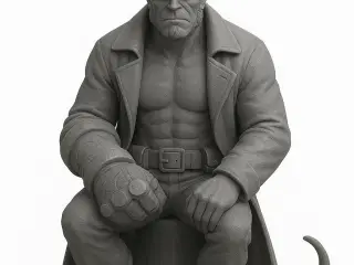sitting Hellboy