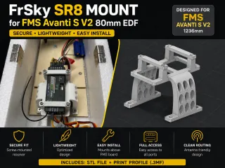 FrSky SR8 Mount for FMS Avanti S V2 80mm EDF