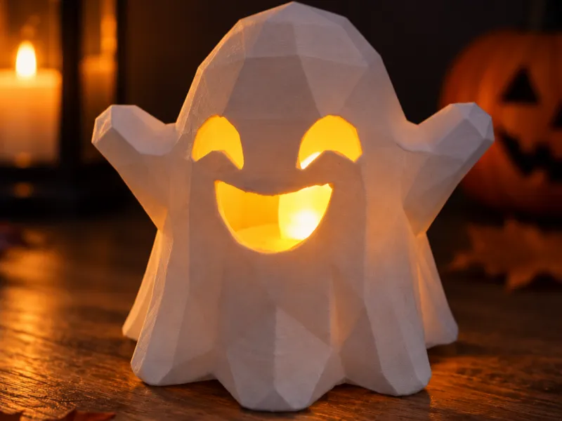 Fantasma Low Poly – Luce di Halloween