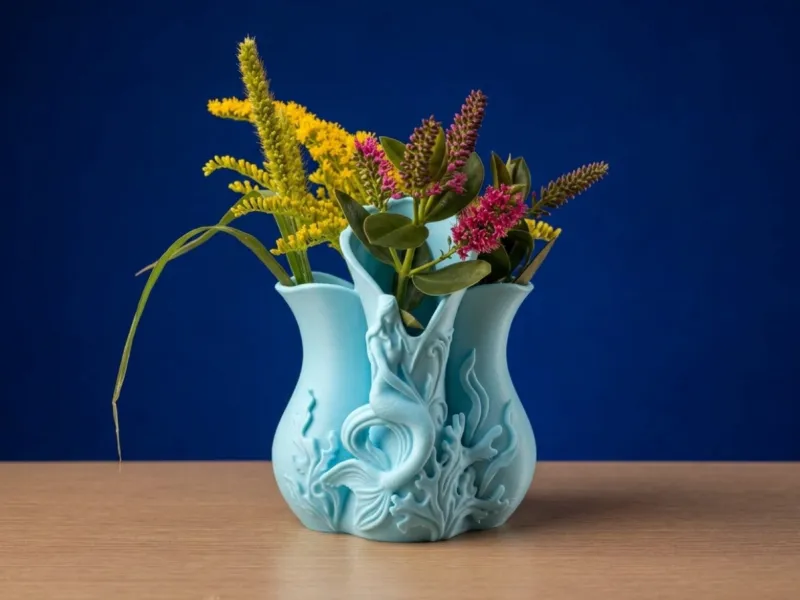 Vaso scultoreo blu chiaro