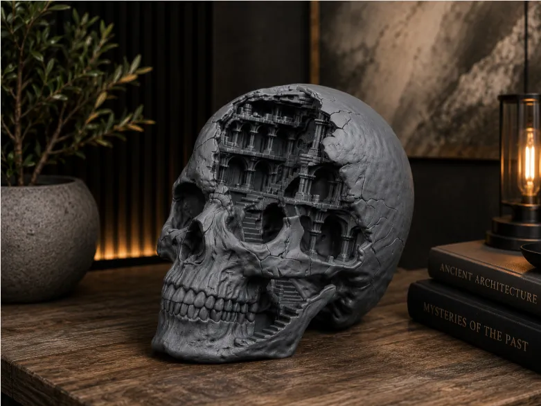 skull with architecture 3d model